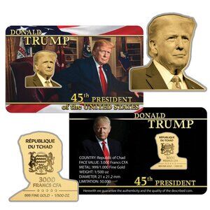 Donald Trump .999 24K Gold Coin 1/500 Ounce Real Currency Country of Chad